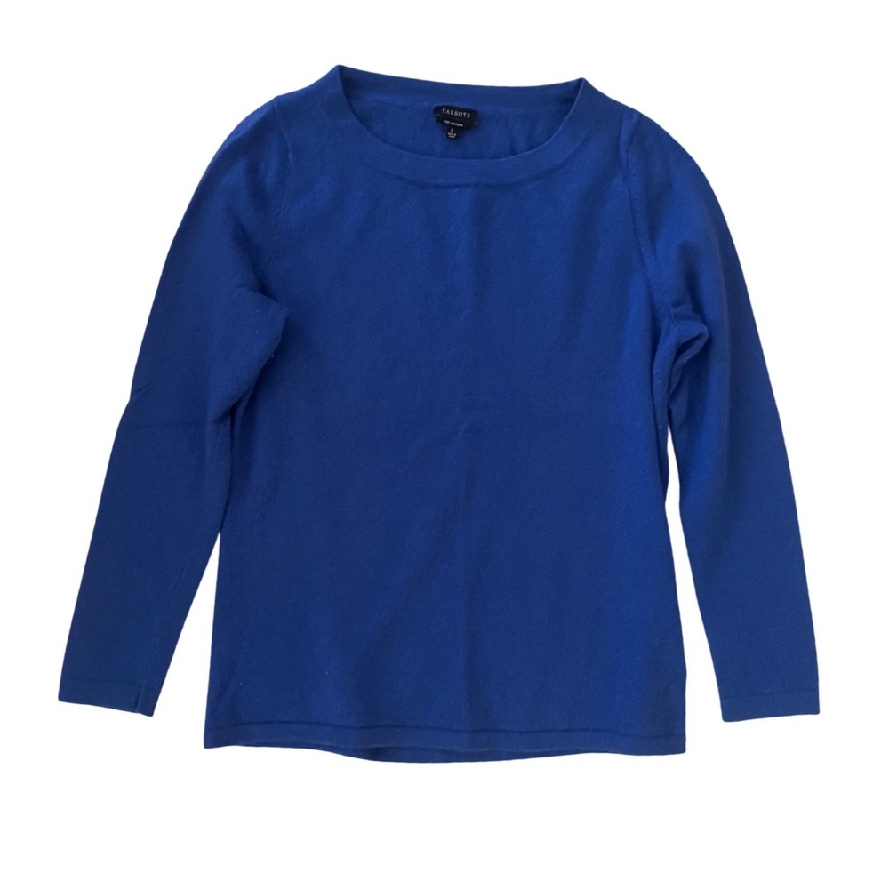 Talbots Women's Pure Cashmere Long Sleeve Blue Crew Neck Sweater- Size L